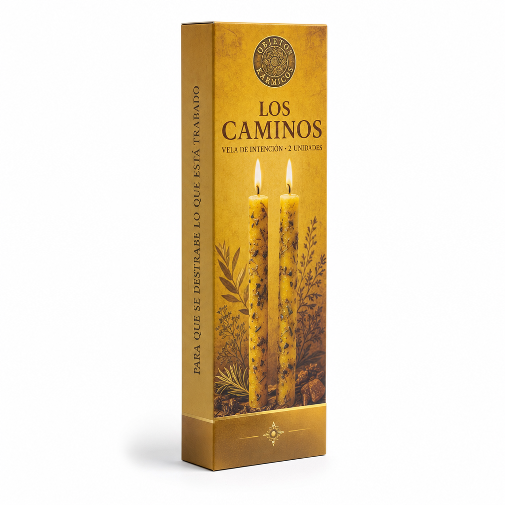 Estuche de Los Caminos, vela de intención de Objetos Kármicos